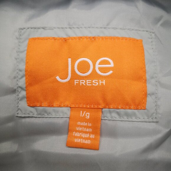 Joe Fresh Ladies Size Large Grey with White Accents Full Zip Puffy Vest - Picture 3 of 9